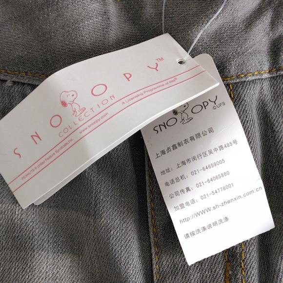 Snoopy Embroidered Grey Jean Distressed Hem Mini Skirt - Picture 4 of 16